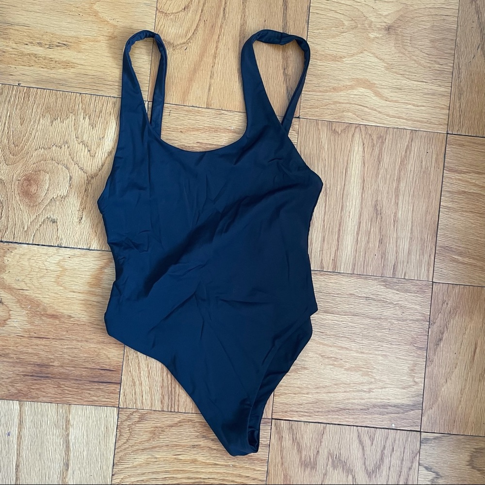 Mara hoffman one piece black bathing suit